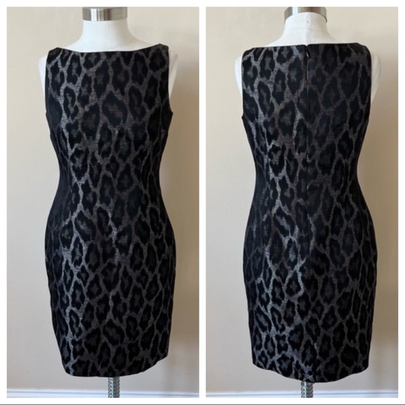 Ann Taylor Black and Gray Leopard Print Dress - Picture 1 of 8